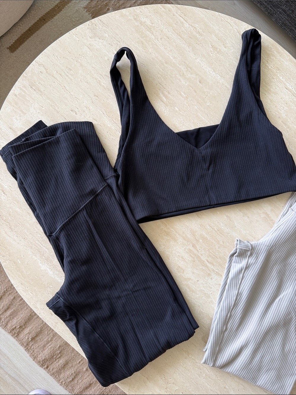 aerie Ribbed V-Neck Sports Bralette - Black - Picture 2 of 7